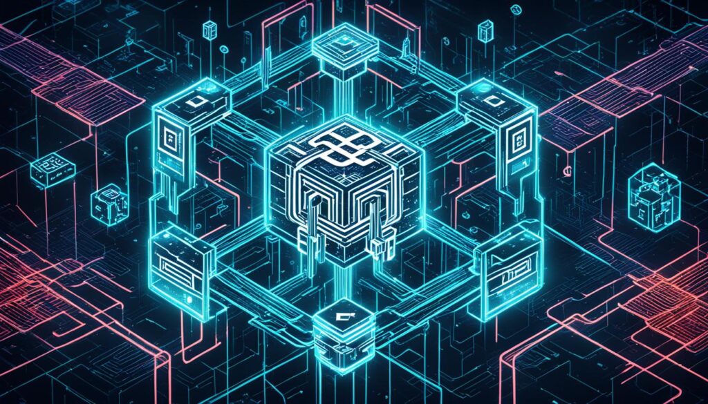 Blockchain smart contracts illustration