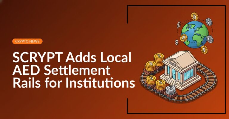 Bank building beside railway tracks with stacked coins leading to a globe displaying various currency symbols.